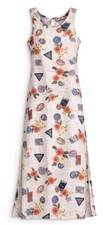 Caribbean Joe Small Tropical Maxi Dress A-line Slit Sides Sleeveless Resort Wear