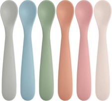6 Pack Silicone Baby Spoons, Baby Spoons Self Feeding 6 Months , BPA Free, Soft