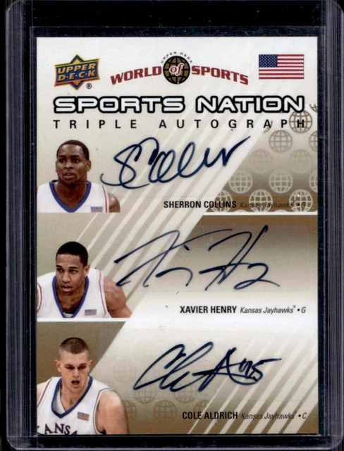 2010 World of Sports Sherron Collins Xavier Henry Cole Aldrich Nation Auto #/50