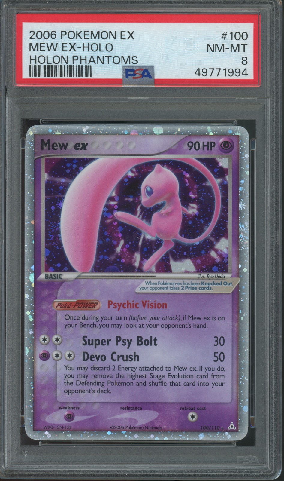 2006 Pokémon Mew EX #100/110 EX Holon Phantoms Holo Ultra Rare PSA 8 NM-MT
