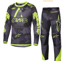 Alpinestars Racer Hollow 2025 Motocross Jersey Pants Combo Dark Camo Fluo Yellow
