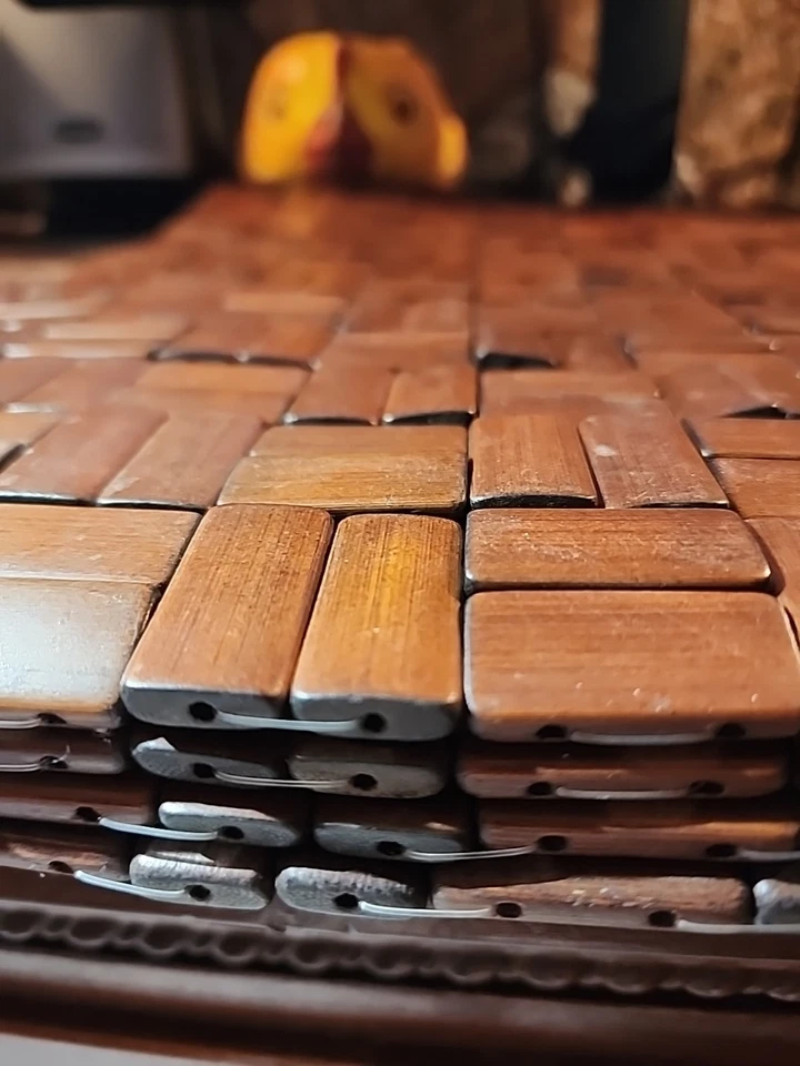 4 manteles de madera vintage con cuentas 15 x 15 pulgadas reversibles MCM pesado perfecto Foto 3 de 4