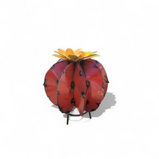 Metal Art Handcrafted Barrel Cactus Red/Yellow Garden Yard Farm Barn Home Decor
