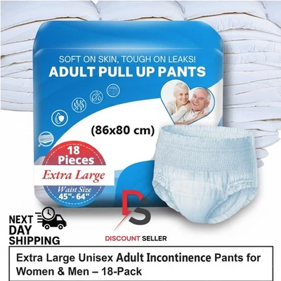 DISCOUNT SELLER X- LARGE & LARGE Incontinence Pants Women & Men Maxi Adult Diapers Pull Ups Pant