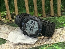 Solid Black Survival Paracord Band with 55 mm Digital Watch Wrists 7.25" to 8"
