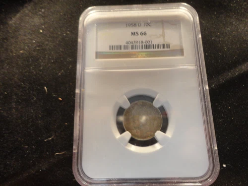 1958-D ROOSEVELT DIME NGC MS66  SLIGHTLY TONED-LETS DEAL- DISCOUNTED
