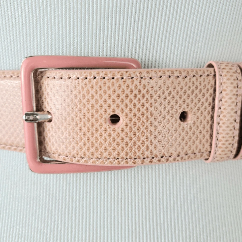 Lai Womens Belt Medium USA Peach Pink Textured Coquette Genuine Leather-Read - Image 4 of 4