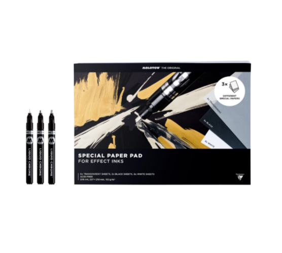 Molotow Liquid Chrome Marker Pad Bundle - Metallic Pens & Sketchbook Pack