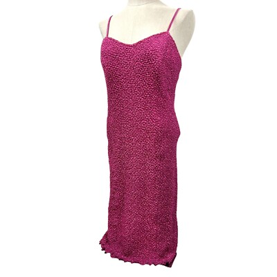 90s Popcorn Bubble Dress Spaghetti Strap Fairy Grunge Hot Pink Sara Mique  Sz Sm