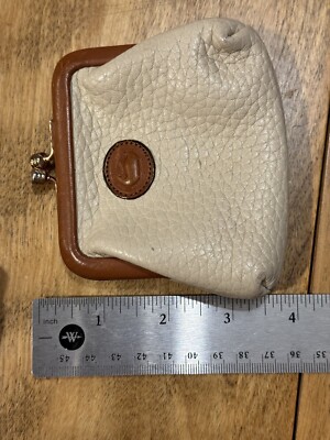 Vintage Dooney & Bourke Beige and Brown Leather Coin Purse Vintage Dooney & Bourke Beige and Brown Leather Coin Purse