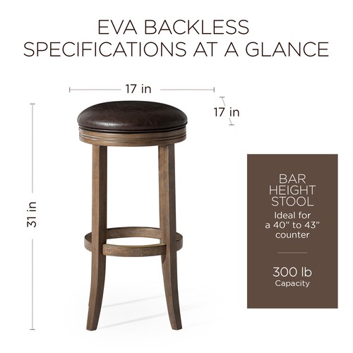 Maven Lane Eva Bar Stool in Walnut Finish with Marksman Vegan Leather(For Parts) - Picture 5 of 6