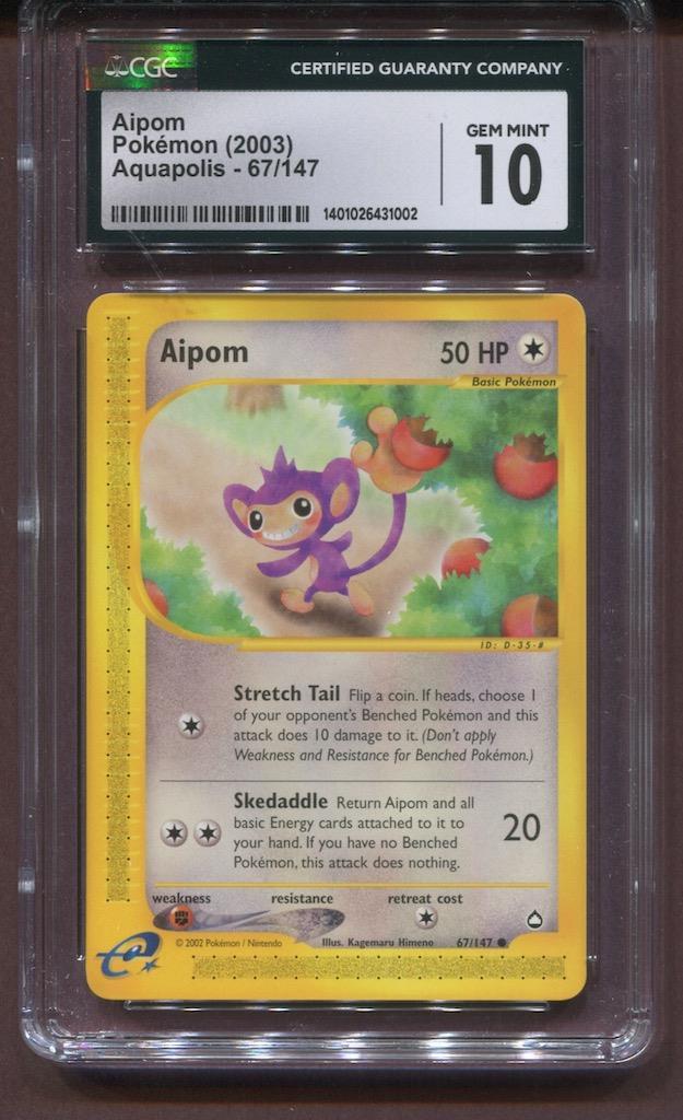 2003 POKEMON AIPOM - AQUAPOLIS - 67/147 - CGC 10 GEM MINT