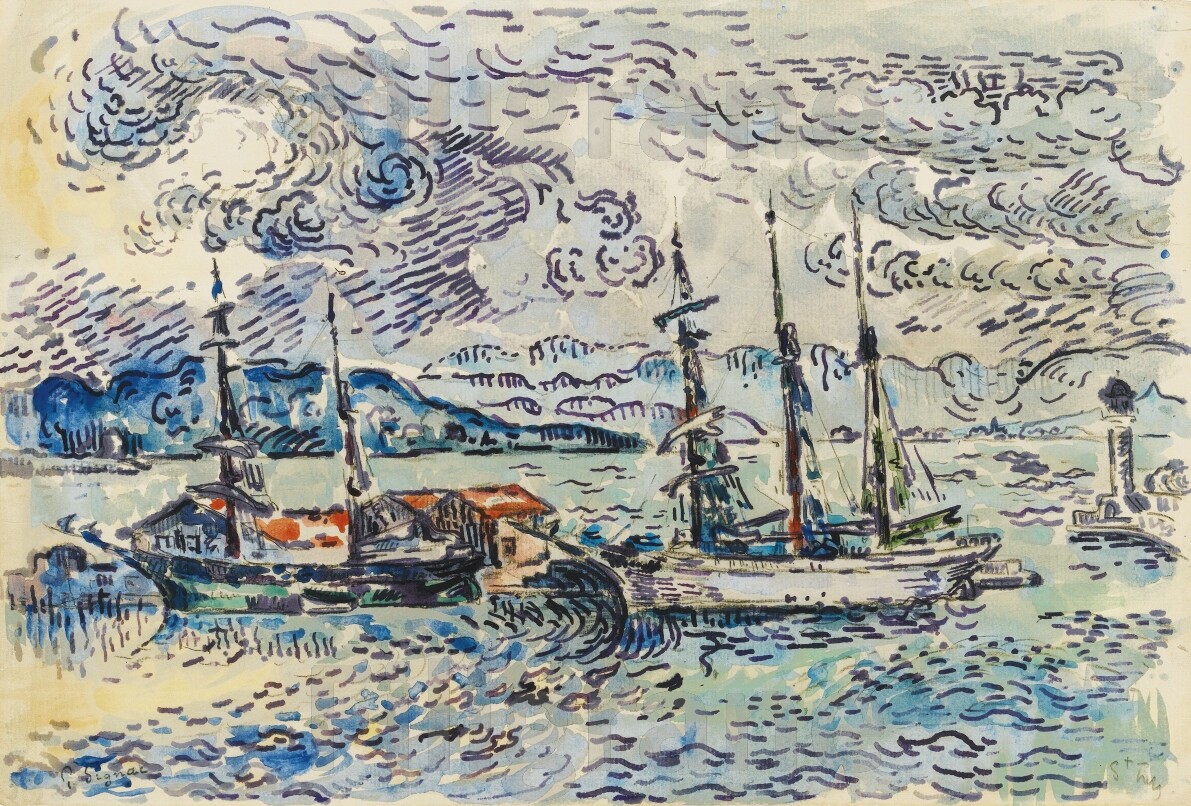 Tableau Saint-Tropez chantier naval reproduction affiche marine 50x70