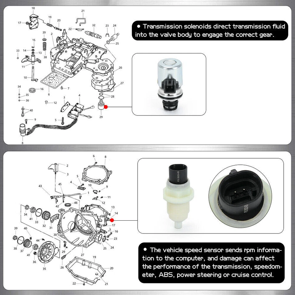 Transmission Filter Kit & Solenoid Sensor Set For 2000-Up A518 46RE 48RE 4617210 - Image 4 of 4
