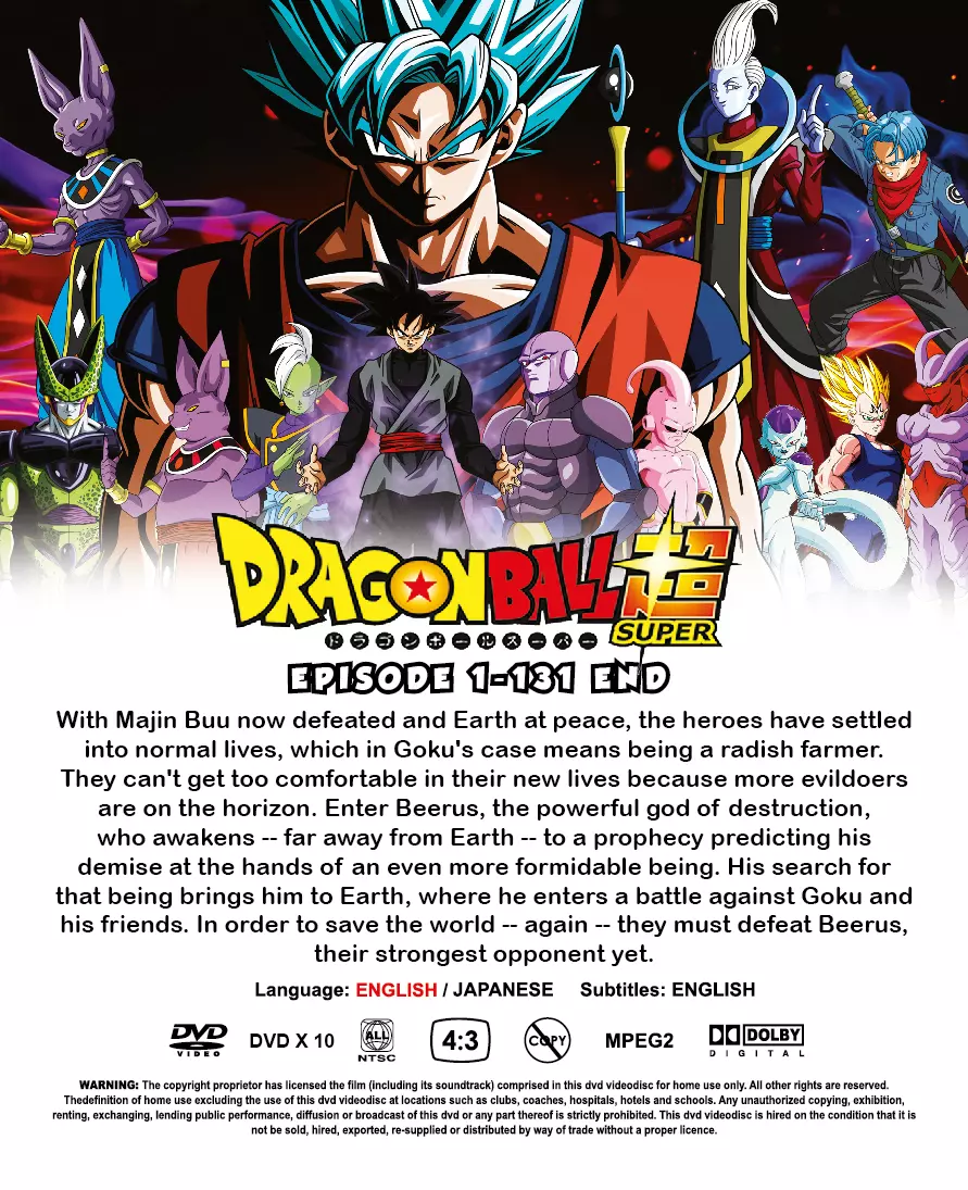 Dragonball Super Complete Series English Dubbed DVD 131 Episodes + 3 Movies