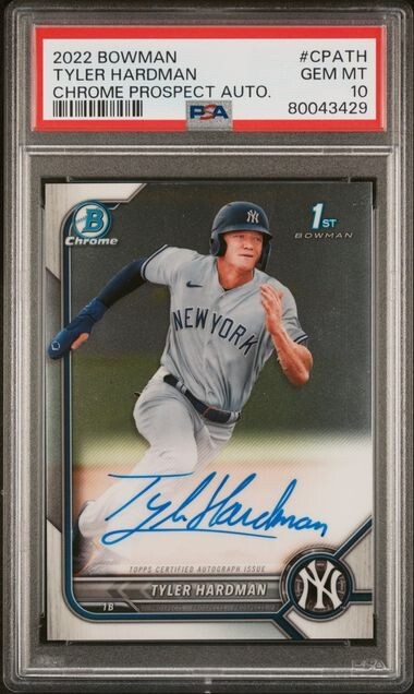 Tyler Hardman 2022 Bowman Chrome Auto #CPATH 1st Bowman Base Autograph PSA 10