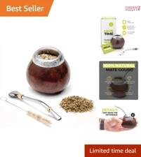 Yerba Mate Gourd Natural Pumpkin 7oz Set Includes Bombilla & Cleaning Brush