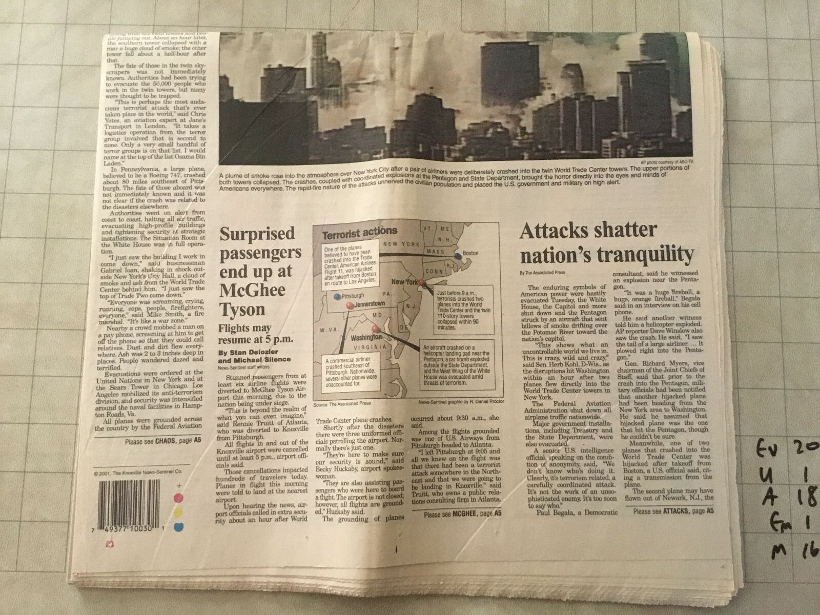 9/11/2001 Knoxville News Sentinel COMPLETE NEWSPAPER! 9 11 2001 | eBay