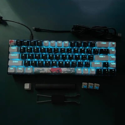 HXSJ Mechanical 68-Key Gaming Keyboard with Ice Blue Backlight