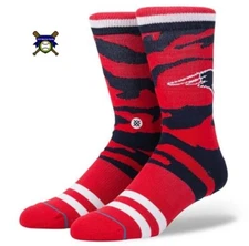Stance NFL New England Patriots Tiger Stripe Crew Socks Men's Size Large (9-12)