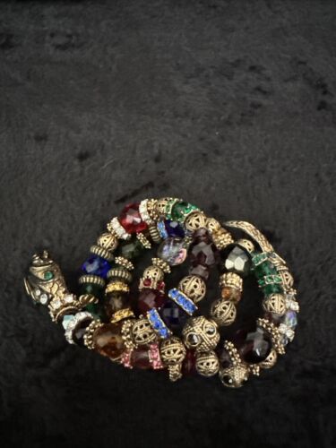 Vintage Sweet Romance Beaded Snake Necklace And Bracelet - Picture 2 of 15