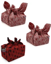 Reusable gift wrap from recycled cotton, set of 3, 27.5" x 27.5"