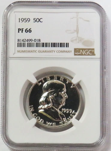 1959 USA PROOF FRANKLIN HALF DOLLAR 50C COIN NGC PF 66
