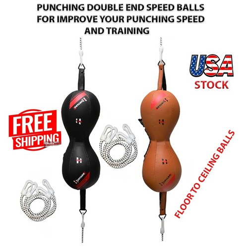 Double End Boxing Speed Balls MMA Focus Punching Dodge Bag Floor to Ceiling Rope