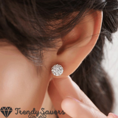 925 Sterling Silver White Ball Bead Stud Earrings Made of