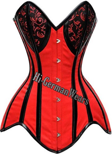 Corsetto seno intero nero cotone + broccato corsetto blue brocade corsets hi-100 - Foto 5 di 13