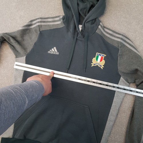 Adidas Italy Felpa Uomo con Cappuccio Grigio Medio Rugby Maglione Pullover FIR Italia - Foto 5 di 10