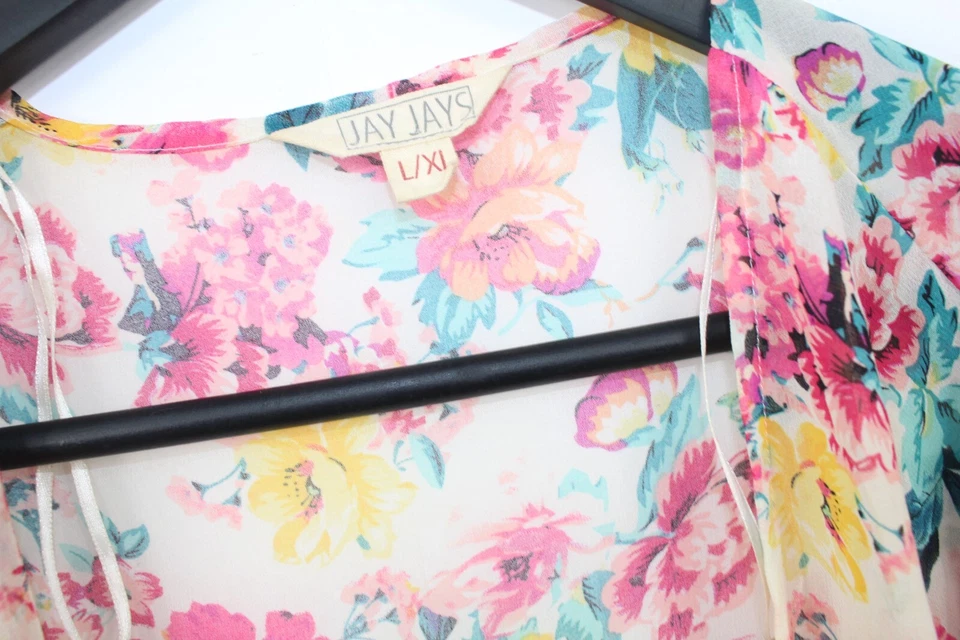 Jay Jays Women's Multicoloured Floral Long Sleeve Sheer Cardigan Size L/XL - image 4 of 4