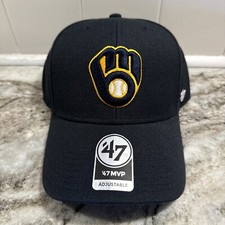 Milwaukee Brewers  47 Brand MVP Navy Blue MLB Baseball Adjustable Hat Cap NEW