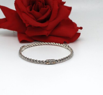 Sterling Silver John Hardy JAI Cubic Zirconia Bangle Bracelet CAT