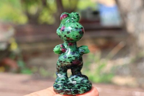 2.8'' Natural Zoisite Carved frog Reiki Crystal Figurine Crystal Decor gift 1PC - Picture 7 of 10