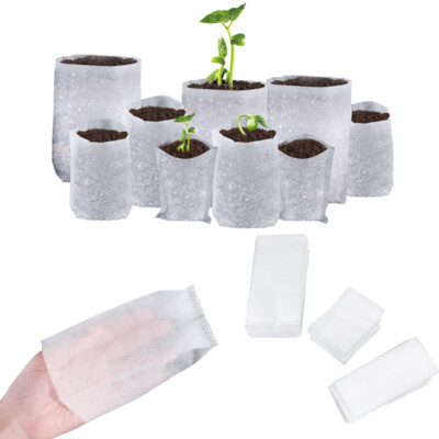 100 Pcs Biodegradable Non-woven Nursery Bags Plant Grow Seedling Planting  Pots | eBay
