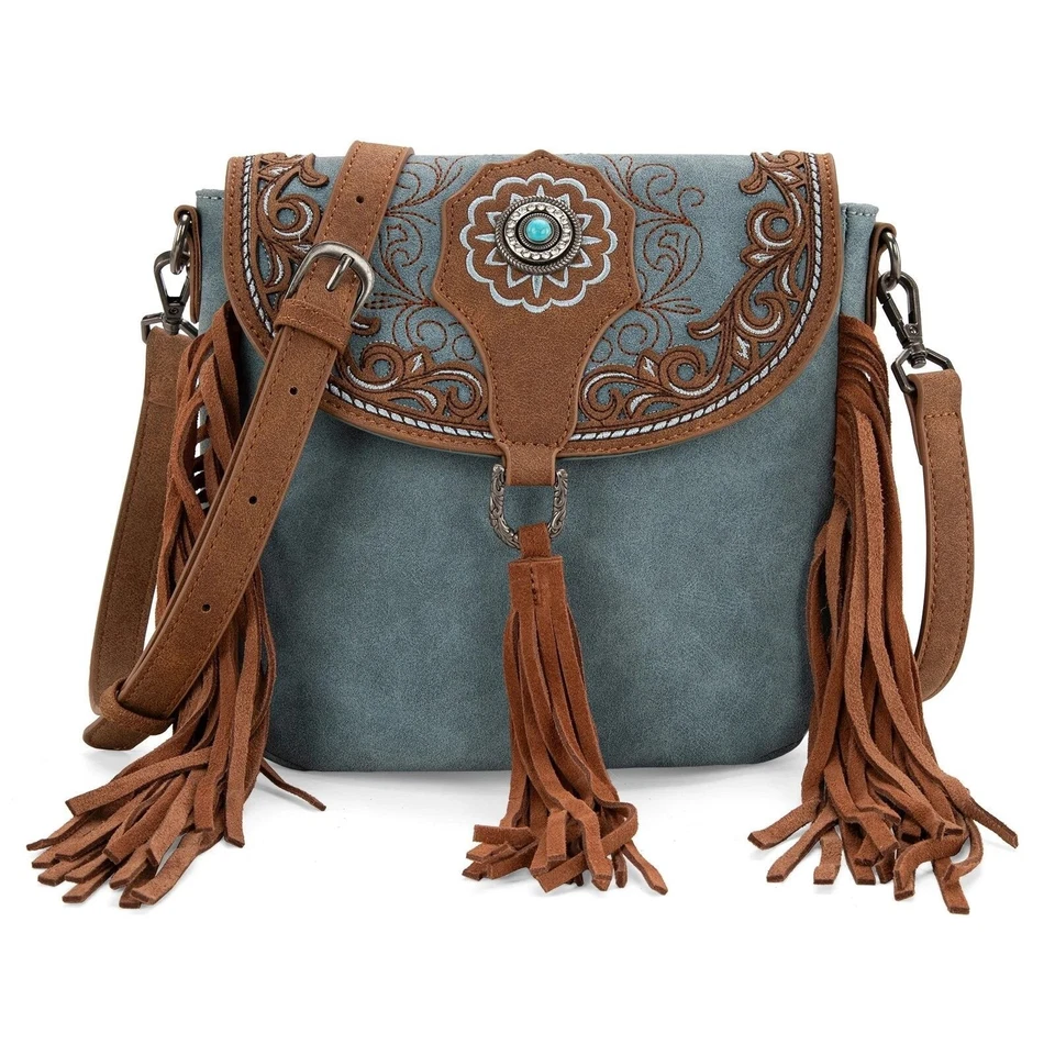 MW1307-8360BR Montana West Fringe Saddle Crossbody Bag - Image 3 of 4