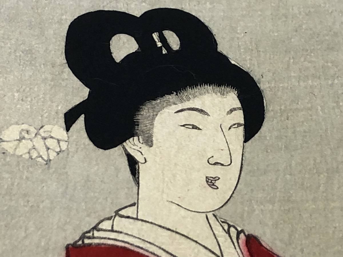 mahoya画面です Y7855 WOODBLOCK PRINT Chikanobu triptych beautiful woman