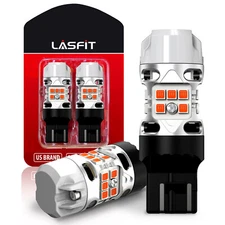 LASFIT Amber 7443 No Hyperflash LED Turn Signal Blinker Light for Ford Chevy GMC