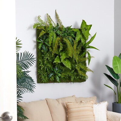 40  Mixed FoliageFerns Artificial Living Wall Panel Home Decor. Retail $639