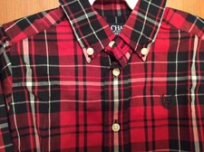 Chaps Boys SZ 4 Red Black Plaid Long Sleeve Dress Shirt Very handsome!