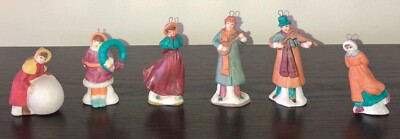Six (6) Lemax Retired Figurines Porcelain, Dickensvale Christmas Village #105