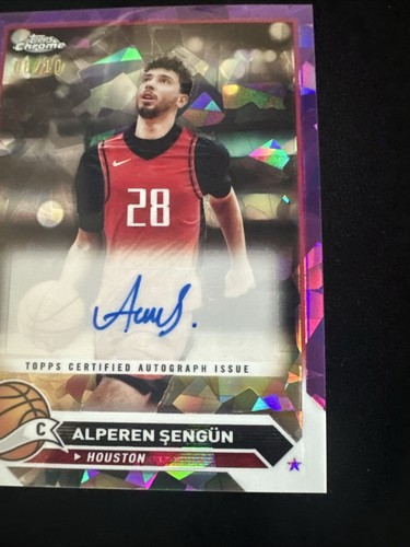 💎💎2023-24 Topps Chrome Purple Cracked Ice Refractor Alperen Sengun AUTO/10💎💎 - Picture 5 of 10