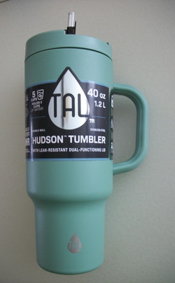 TAL Stainless Steel Hudson Tumbler with Straw 40 fl oz, Sage NEW