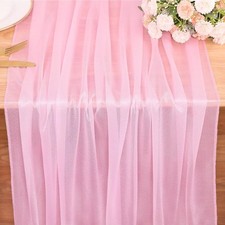 10FT Blushing Pink Chiffon Table Runner 30x120 Inches Spring Boho Sheer Fabri...