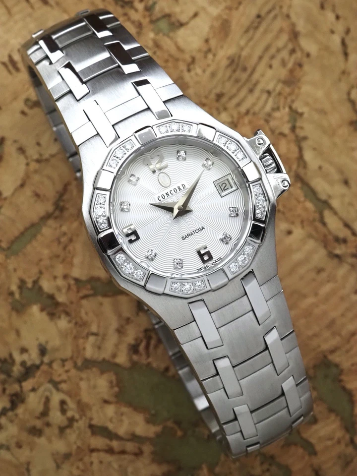 RELÓGIO SARATOGA QUASE INTOCADO FEMININO CONCORD DIAMANTE com CAIXA 14.36.1840 BATERIA NOVA - Imagem 3 de 4