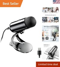 Professional USB Microphone for Streaming  Podcasting with Mute Button   Bla...