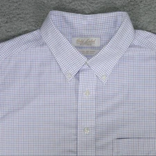 Roundtree Yorke Gold Label Shirt Mens 17-36 FITTED Blue Button Up Long Sleeve