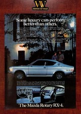 Mazda Rotary RX-4 Vintage Print Ad - Some Luxury Cars Perform Better Than Others