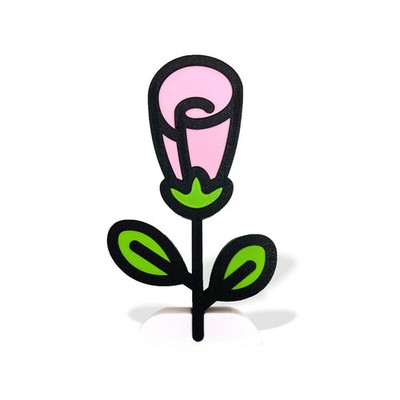 Minimalist 3D printed Tulip sculpture, pink, green and black, perfect for gifts 